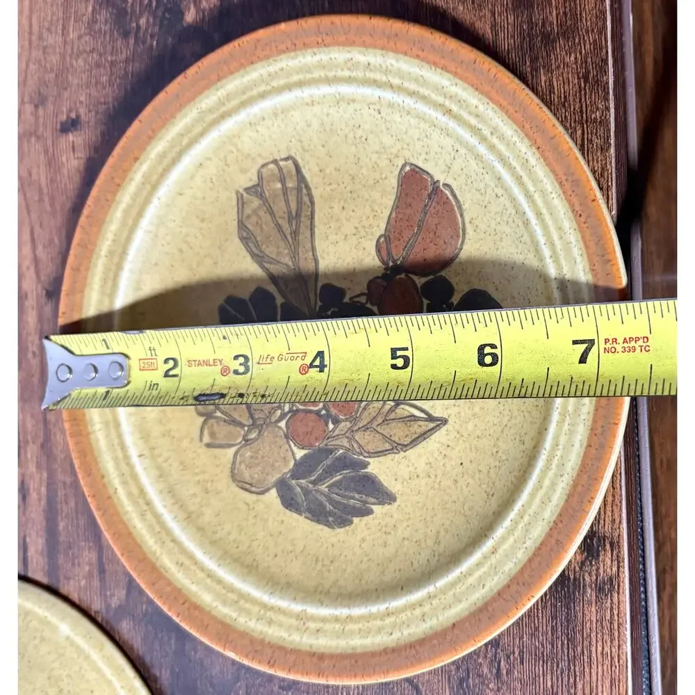 Vintage Homer Laughlin 7.5” Brown Floral Stoneware Salad Plates- Set of 3